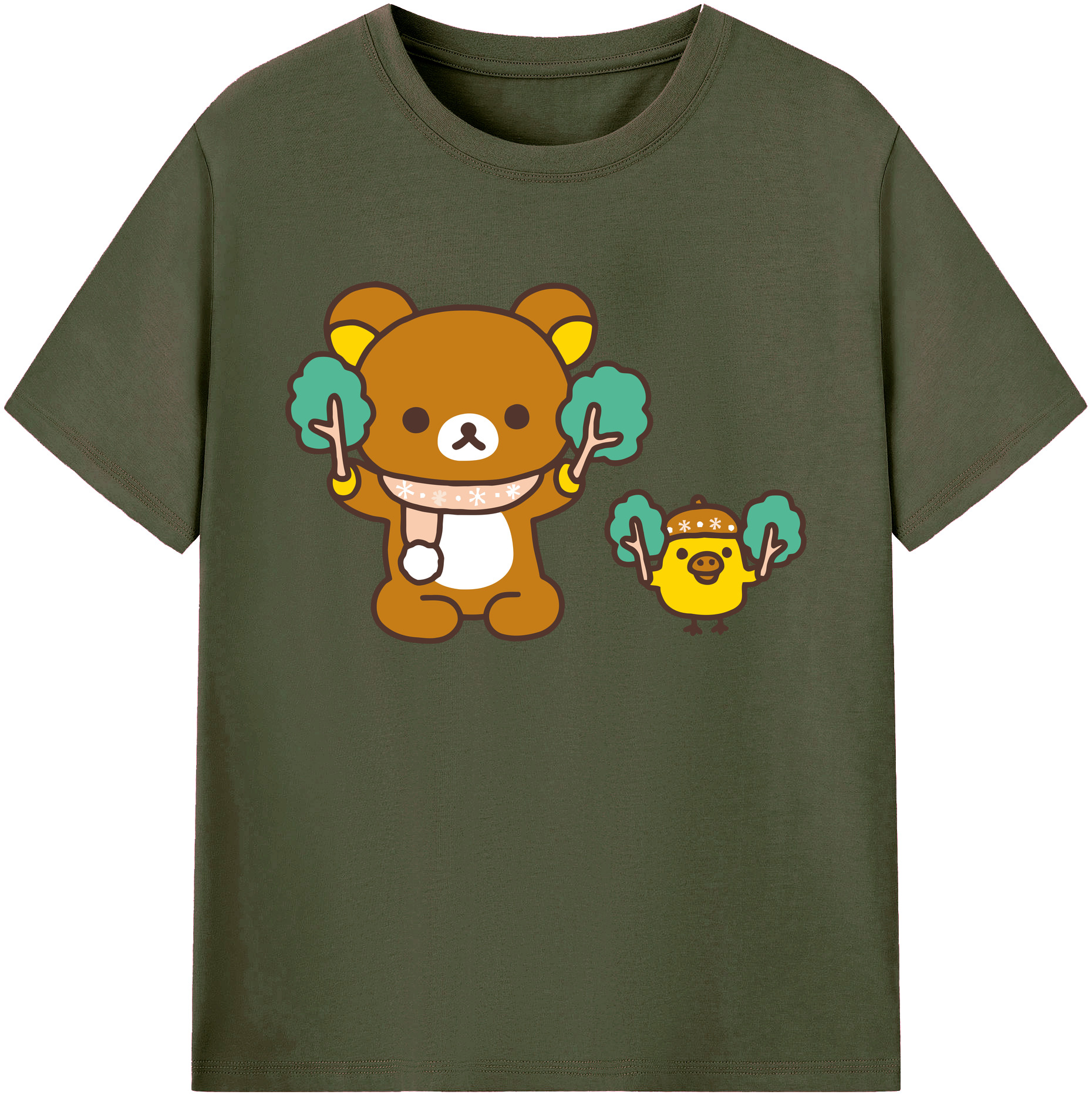 （画像用） リラックマ リラックマ キイロイトリ Rilakkuma Korilakkuma Kiiroitori 綿100％ メンズ半袖Tシャツ｜肌触りやわらか＆通気性